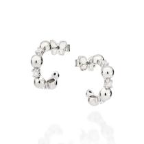 Brinco meia argola folheado a platina BRANCO 327152 Rommanel Brinco meia argola folheado a platina BRANCO 327152 Rommanel