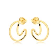 Brinco Meia Argola Haste Ondulada Folheado A Ouro