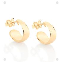 Brinco meia argola lisa folheado a ouro rommanel