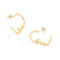 Brinco meia argola love banhado a ouro 18k - tam.único 5270570000