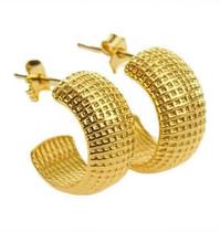 Brinco Meia Argola Média com Textura Brinco Meia Argola Média com Textura