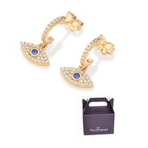 Brinco Meia Argola Olho Grego com Zircônias Rommanel 527449