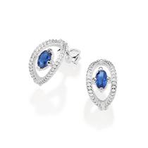 Brinco meia argola olho grego de prata AZUL 820205 Rommanel