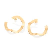Brinco Meia Argola Ondulada Folheada A Ouro Rommanel 527100 Brinco Meia Argola Ondulada Folheada A Ouro Rommanel 527100