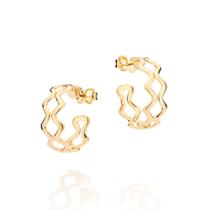 Brinco Meia Argola Ondulada Folheada a Ouro Rommanel 527236 Brinco Meia Argola Ondulada Folheada a Ouro Rommanel 527236