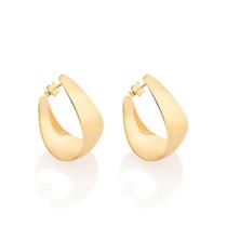 Brinco meia argola oval banhado a ouro 527291 Rommanel Brinco meia argola oval banhado a ouro 527291 Rommanel