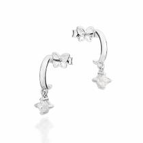 Brinco Meia Argola Prata 925 com Zircônias Rommanel 820275