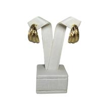 Brinco Meia Argola Tripla Aço Inox Banhado Ouro 18K Feminino