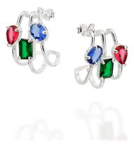 Brinco Meia Argola Tripla Composto Por 2 Cri 820152