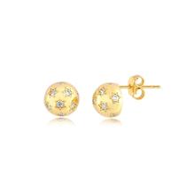 Brinco Meia Bola Detalhado Com Estrelinhas Cristal Folheado Brinco Meia Bola Detalhado Com Estrelinhas Cristal Folheado