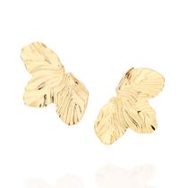 Brinco meia flor folheado a ouro 527180 Rommanel Brinco meia flor folheado a ouro 527180 Rommanel
