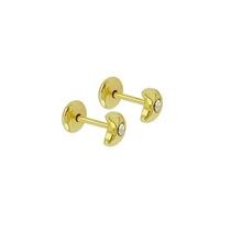 Brinco Meia Lua com Pedra Folheado a Ouro para Bebês e Crianças Brinco Meia Lua com Pedra Folheado a Ouro para Bebês e Crianças