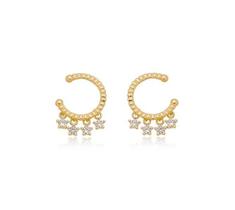 Brinco Meia Lua com Pontos de Luz Banhado a Ouro - Zircônias Brinco Meia Lua com Pontos de Luz Banhado a Ouro - Zircônias