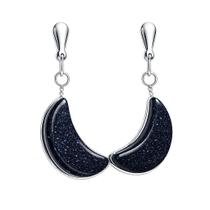 Brinco Meia Lua Pedra Estrela Ranhurado Banho Prateado Brinco Meia Lua Pedra Estrela Ranhurado Banho Prateado