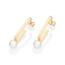 Brinco meiargola retangular banhado PÉROLA 527428 Rommanel