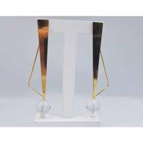 Brinco meio triangulo banhado a ouro 18k