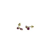 Brinco Menina Bebê Infantil Rosa Com Pedrinha Em Ouro 18k