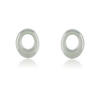 Brinco Messina Oval Vazado - Banho Ródio Branco Brinco Messina Oval Vazado - Banho Ródio Branco