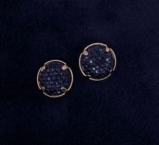 Brinco Micro Zircônias Preto Grande Banhado em Ouro 18K Brinco Micro Zircônias Preto Grande Banhado em Ouro 18K