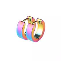Brinco Mini Argola Unisex Multicolor Holográfico Par Brinco Mini Argola Unisex Multicolor Holográfico Par