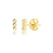 Brinco Mini Com 3 Ponto De Luz Folheado A Ouro Brinco Mini Com 3 Ponto De Luz Folheado A Ouro