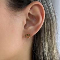 Brinco Mini Coração Zircônias Color Banhado em Ouro 18k Brinco Mini Coração Zircônias Color Banhado em Ouro 18k