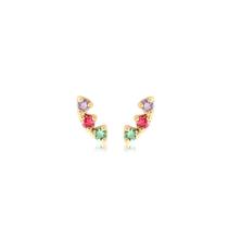 Brinco Mini Ear Cuff Colorido Folheado A Ouro