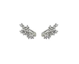 Brinco mini ear cuff com pontos de luz banhado a ródio branco - zircônias
