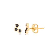 Brinco Mini Ear Cuff Pontos Luz Negros Folheado Ouro