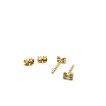 Brinco Mini Laçinho Princesa 0.5cm X 0.3cm com 8 Pedras Ouro Amarelo 18k K070