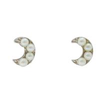 Brinco Mini Lua com Pérolas (2 pares) BC0835