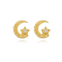 Brinco Mini Lua e Estrela de Semijoia