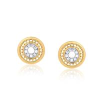 Brinco Mini Mandala Com Pedras De Zircônias Folheado A Ouro