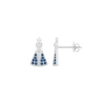 Brinco Mini Nossa Senhora Aparecida Micro Zircônia Azul Banhado a Prata Brinco Mini Nossa Senhora Aparecida Micro Zircônia Azul Banhado a Prata