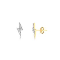 Brinco Mini Raio Cravejado Cristal Folheado Ouro Zircônia Brinco Mini Raio Cravejado Cristal Folheado Ouro Zircônia