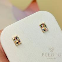 Brinco mini zirconia colors - banhado em prata 925 Brinco mini zirconia colors - banhado em prata 925