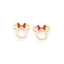 Brinco minnie banhado a ouro 18k com aplicação de resina 527227 Rommanel Brinco minnie banhado a ouro 18k com aplicação de resina 527227 Rommanel