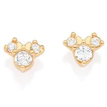 Brinco Minnie Banhado Ouro 18K Zircônias