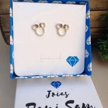 Brinco Minnie Cravejado Folheado a Ouro