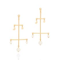 Brinco móbile com pérolas folheado PÉROLA 526762 Rommanel