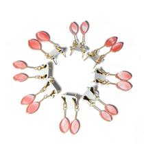 Brinco Navete Cherry Rosa com Acabamento Dourado - 10 Unidades