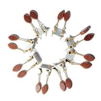 Brinco Navete de Pedra do Sol Artesanal com Acabamento Dourado - 10 Unidades