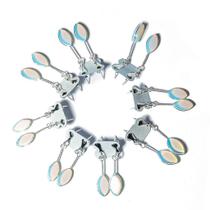 Brinco Navete Pedra da Lua Opalina Lapidado com Acabamento Prateado - 10 Unidades