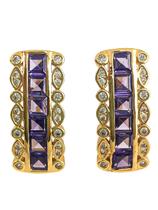Brinco Navetes Roxo Luxo - Banho de ouro Brinco Navetes Roxo Luxo - Banho de ouro