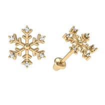 Brinco neve flocos com 12 pedras ouro 18k fz13 k120