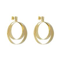 Brinco nick argola dupla texturizada folheado a ouro 18k