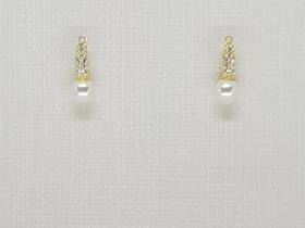 Brinco noiva pequeno alongado pérola e zircônia banhado a Ouro