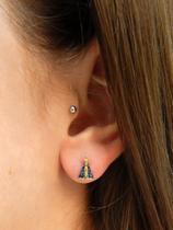 Brinco Nossa Senhora Aparecida Em Ouro 18k Zircônias Brinco Nossa Senhora Aparecida Em Ouro 18k Zircônias