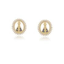 Brinco Nossa Senhora Aparecida Manto Azul Semi Joia Banhado Ouro 18k
