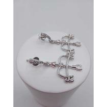 Brinco ofá de oxóssi cravejado mm zirconia banhado a rhodium